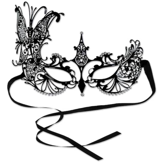 Beistle Black Metal Filigree Masquerade Mask